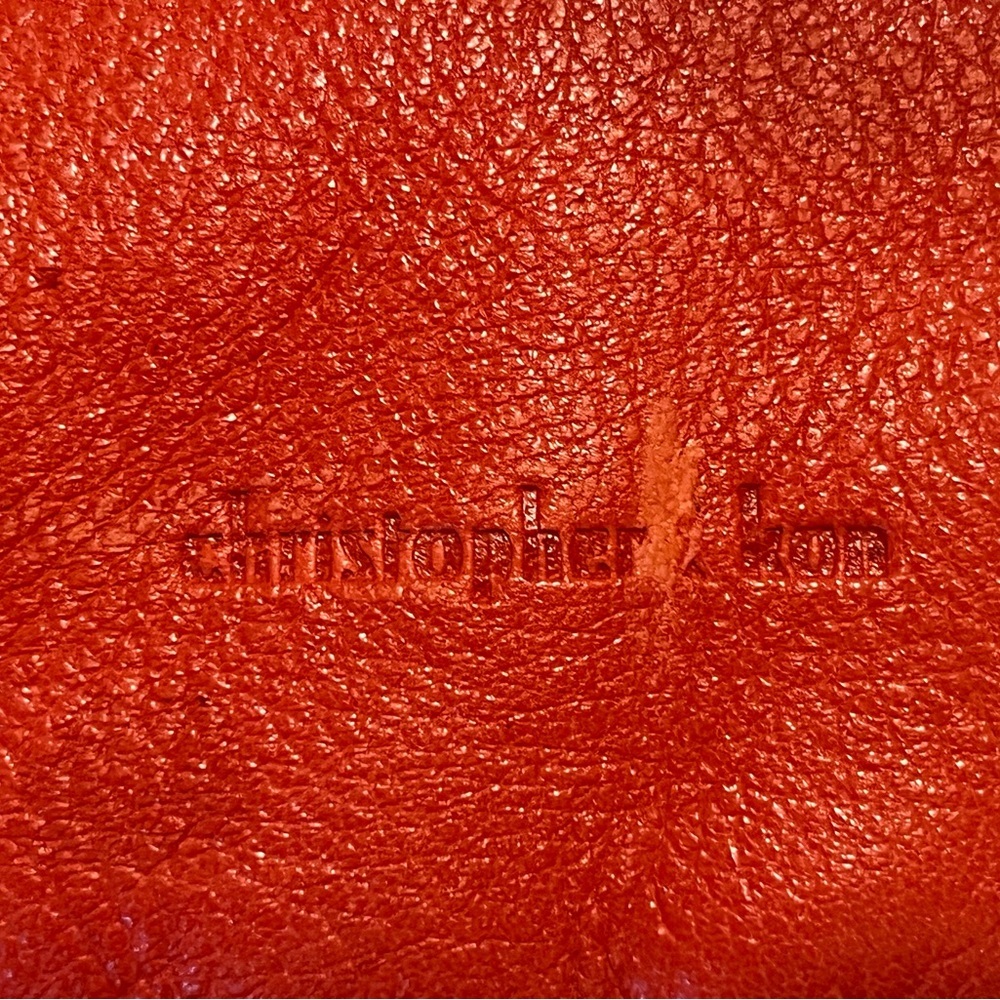 Christopher Kon Vintage Ostrich Embossed Leather Foldover Clutch Red - Picture 11 of 11